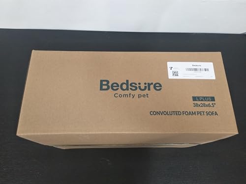 Bedsure Large Dog Bed Sofa - Washable Orthopedic Dog Beds and Couch with Removable Flannel Cover, Waterproof Dog Pillow with U-Shape Bolster, Grey Squre Pet Bed, 89x63x16cm
