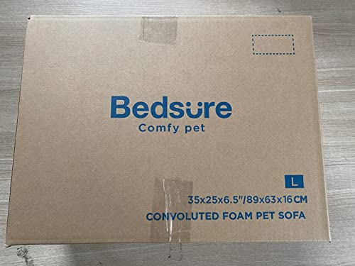 Bedsure Large Dog Bed Sofa - Washable Orthopedic Dog Beds and Couch with Removable Flannel Cover, Waterproof Dog Pillow with U-Shape Bolster, Grey Squre Pet Bed, 89x63x16cm