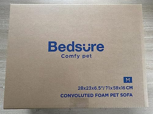 Bedsure Large Dog Bed Sofa - Washable Orthopedic Dog Beds and Couch with Removable Flannel Cover, Waterproof Dog Pillow with U-Shape Bolster, Grey Squre Pet Bed, 89x63x16cm