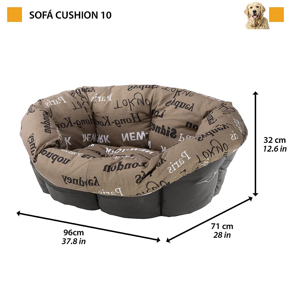 Ferplast Dog Cushion and cat bed SOFA' Cushion 2 Padded spare cover for pet bed, Soft cotton washable, Adjustable with elastic cord, 52 x 39 x h 21 cm Brown