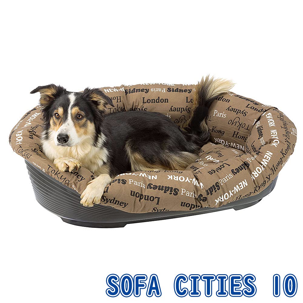 Ferplast Dog Cushion and cat bed SOFA' Cushion 2 Padded spare cover for pet bed, Soft cotton washable, Adjustable with elastic cord, 52 x 39 x h 21 cm Brown