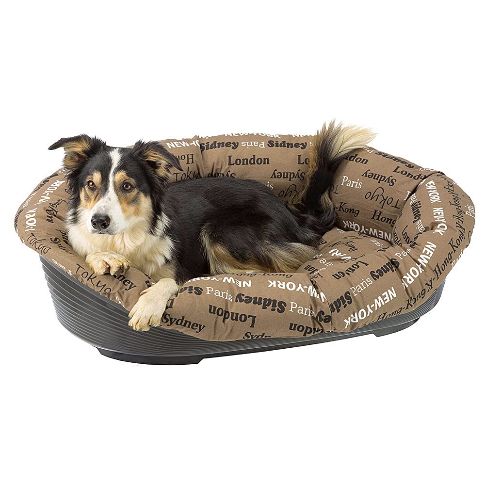 Ferplast Dog Cushion and cat bed SOFA' Cushion 2 Padded spare cover for pet bed, Soft cotton washable, Adjustable with elastic cord, 52 x 39 x h 21 cm Brown