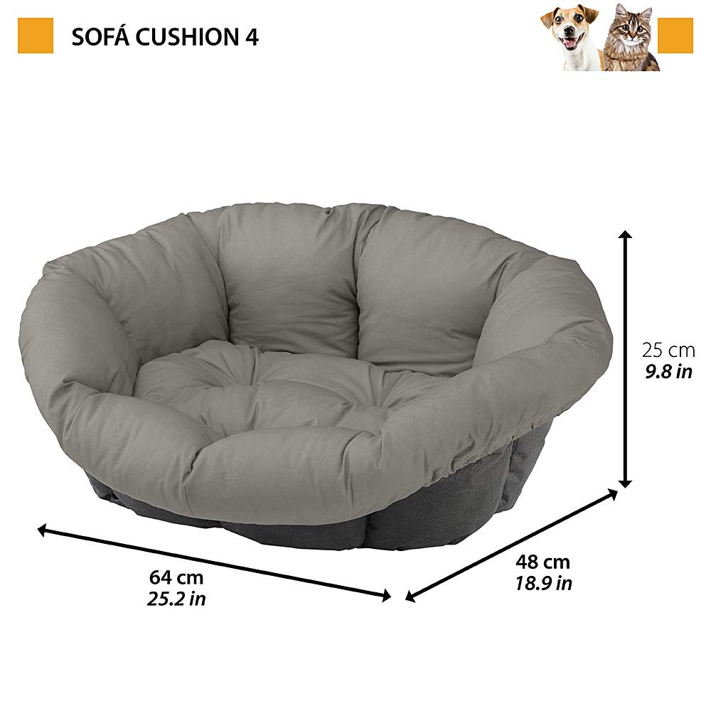 Ferplast Dog Cushion and cat bed SOFA' Cushion 2 Padded spare cover for pet bed, Soft cotton washable, Adjustable with elastic cord, 52 x 39 x h 21 cm Brown