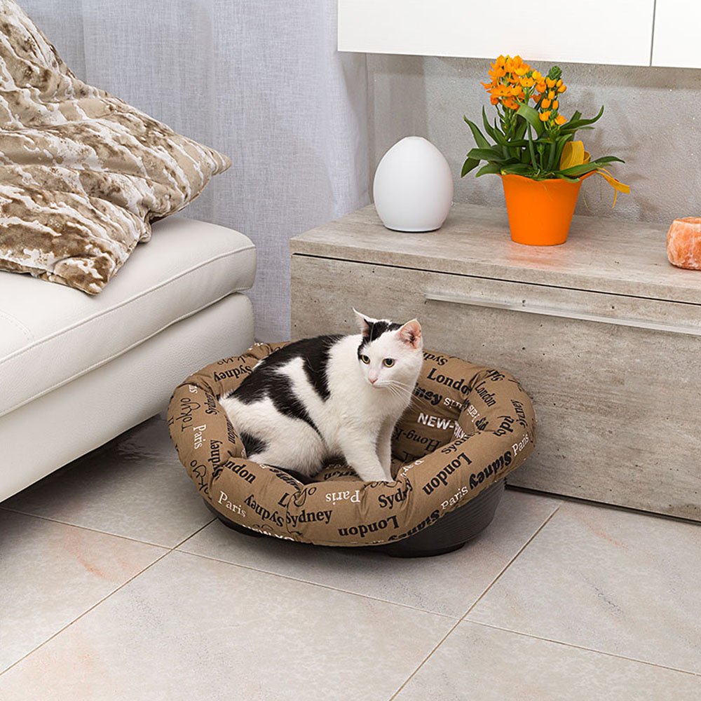 Ferplast Dog Cushion and cat bed SOFA' Cushion 2 Padded spare cover for pet bed, Soft cotton washable, Adjustable with elastic cord, 52 x 39 x h 21 cm Brown