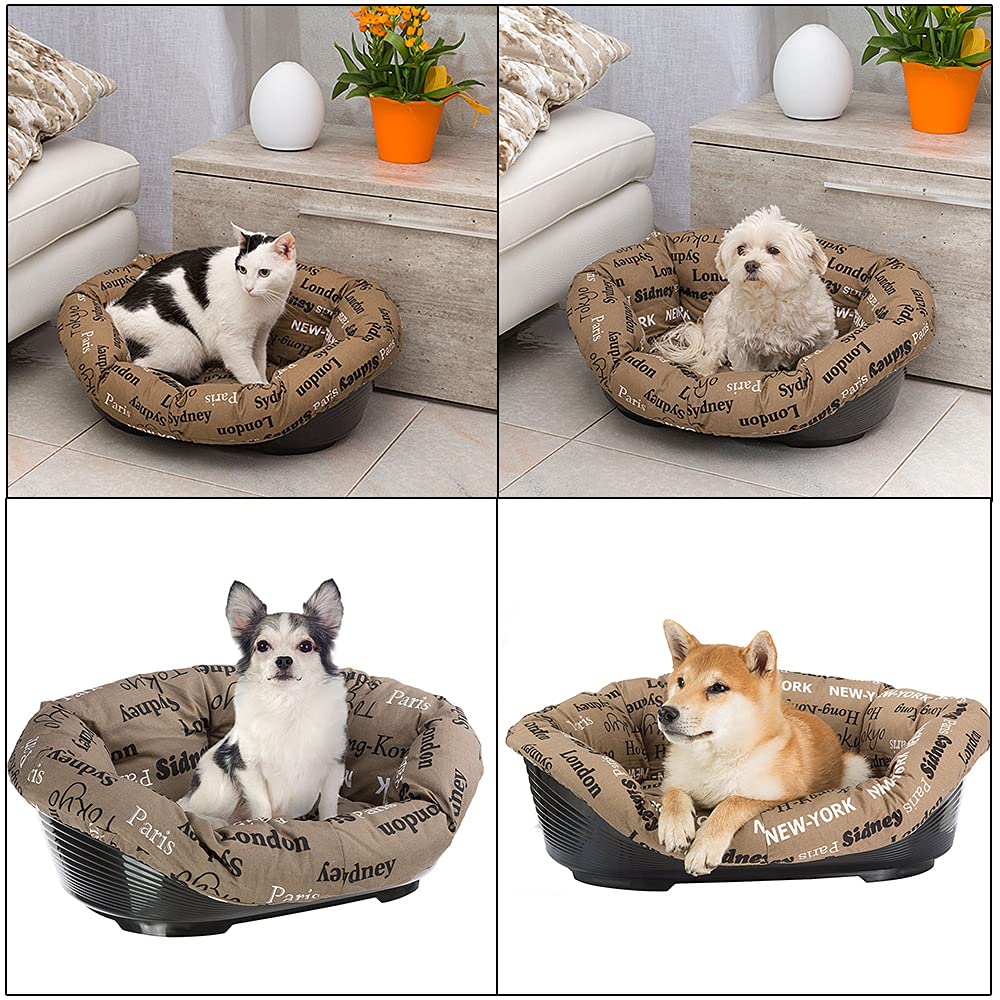 Ferplast Dog Cushion and cat bed SOFA' Cushion 2 Padded spare cover for pet bed, Soft cotton washable, Adjustable with elastic cord, 52 x 39 x h 21 cm Brown