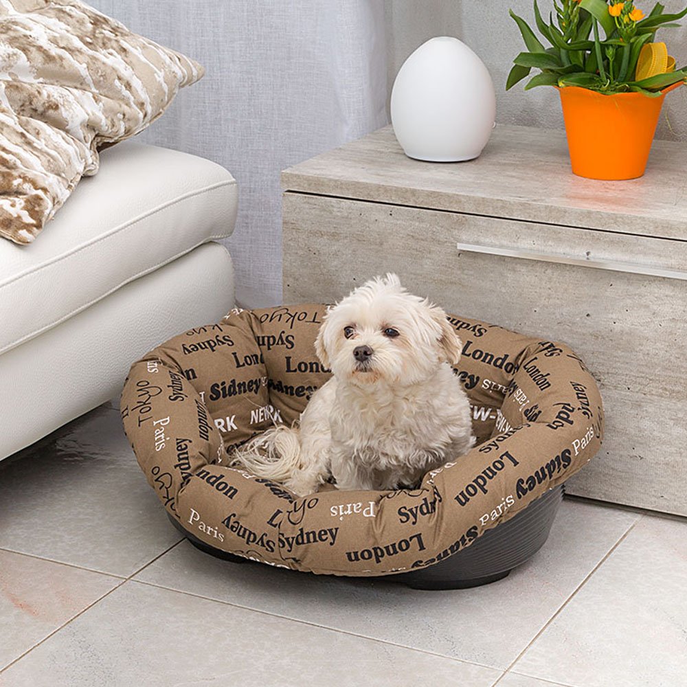 Ferplast Dog Cushion and cat bed SOFA' Cushion 2 Padded spare cover for pet bed, Soft cotton washable, Adjustable with elastic cord, 52 x 39 x h 21 cm Brown